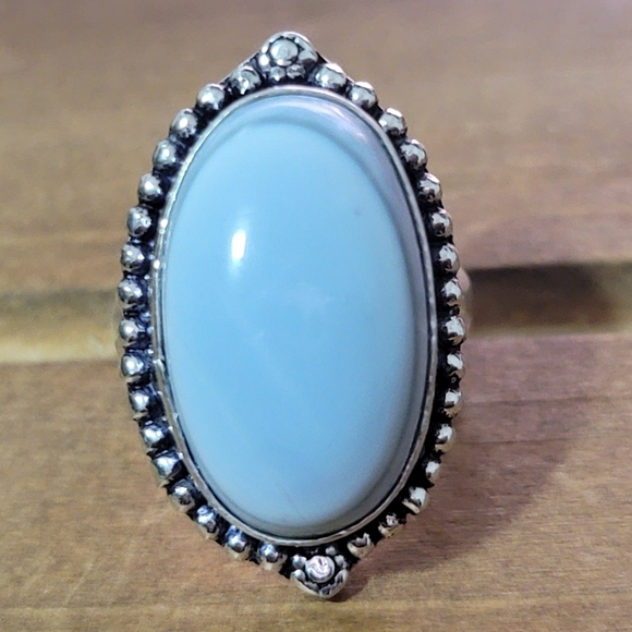 Native Jewelry - Native Blue Opal Gemstone Ring Size 5.5 Silver 925 Jewelry Western…